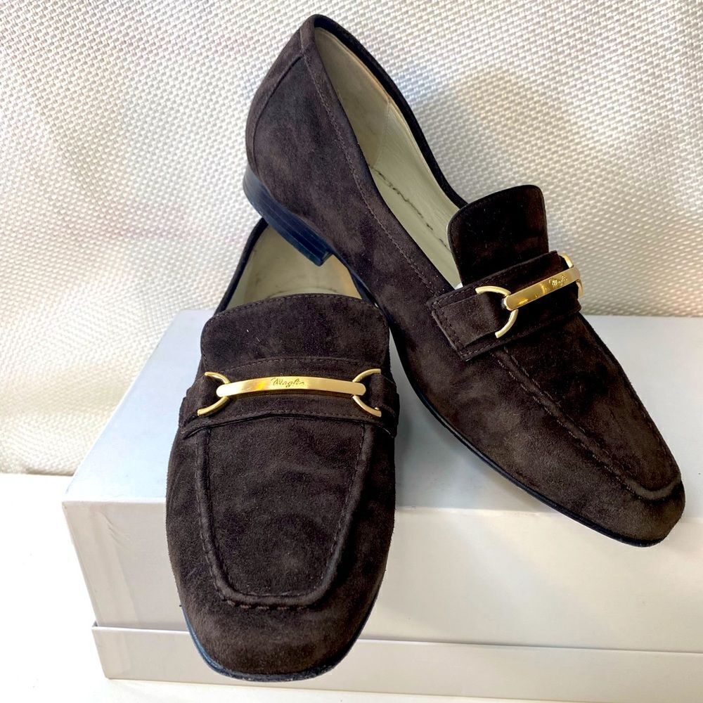Bruno Magli Dark Brown Loafers with Gold Detail